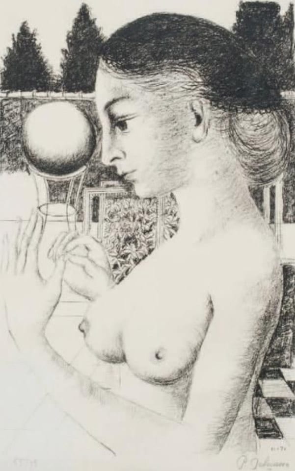 Paul DELVAUX (1897-1994) - Femme à la boule, 1971